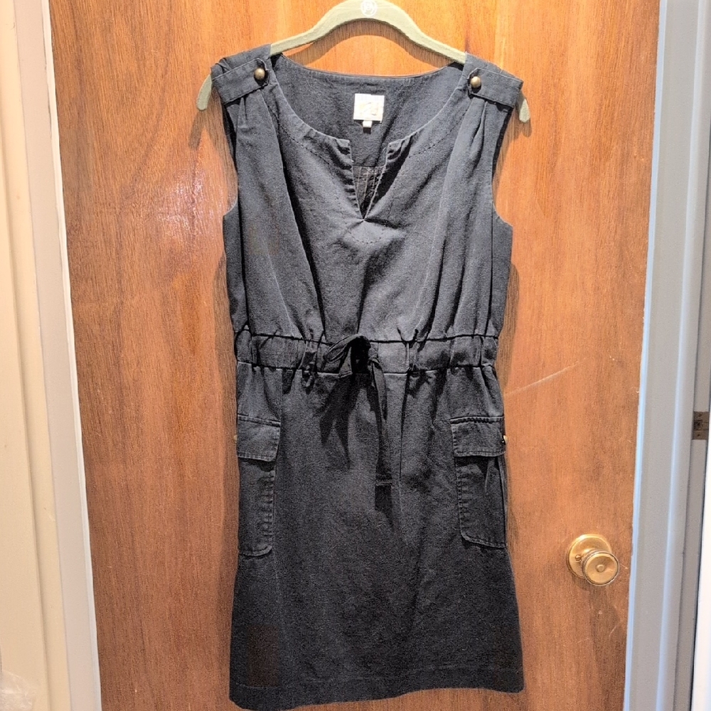 Chaser Black Sleeveless Drawstring Utility Mini Dress